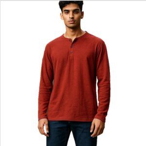 PX Clothing Men's Henley Shirt 2XL Burgundy Long Sleeve Eco-Friendly NEW